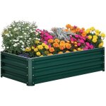 Carr� potager de jardin - jardini�re ext�rieur - outsunny - bac � fleurs l�gumes herbes robuste - acier ...