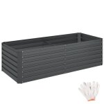 Carre potager - tectake - jardinire surleve blomma 8800l de capacit en acier galvanis 200x80x56cm ...
