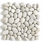 Carrelage de mosa�que - galet de mer - maille d�corative aspect pierre blanc mat - 33x33 cm