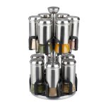 Relaxdays carrousel  pices 12 pots acier inoxydable & verre rotatif support  herbes lave - vaisselle ...
