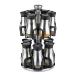Relaxdays carrousel  pices 12 pots acier inoxydable & verre rotatif lave - vaisselle support  herbes ...