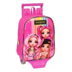 Cartable - rainbow high - fuchsia - 22 x 28 x 10 cm - chariot amovible - polyester 300d
