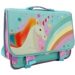 Cartable - licorne - arc - en - ciel - 41 cm - rose - haut de gamme - mixte