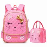 Cartable - vitata - sac  dos filles rose - primaire - motif chaton dessin anim