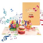 Carte danniversaire pop - up 3d avec bougie led et chanson joyeux anniversaire