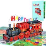 Carte danniversaire 3d train joyeux anniversaire pour enfants - zgeer - blanc - fait main