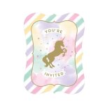 Cartes dinvitation - licorne - 8 pices - rose - enfant - fille