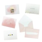 Carte illustr�e rose blanc et dor� avec enveloppe 4 pi�ces