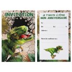 Cartes invitation dinosaure x6
