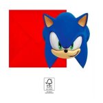 Carte dinvitation sonic the hedgehog sega + enveloppe (6 pices) numro darticle : pnn95922 anniversaire ...