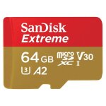 Carte m�moire sdxc sandisk extreme 64gb - classe uhs - i a2 v30 u3 - vitesse de lecture 160mb / s