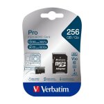 Carte mmoire flash verbatim pro u3 - 256 go - microsdxc uhs - i - a2 / uhs - i u3 / class10
