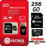 Carte m�moire micro sd - isonix - 256 go - class 10 - adaptateur sd - lecteur de cartes