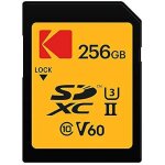 Carte mmoire sdxc - kodak - uhs ii u3 v60 ultra pro - 256 go - vitesse de lecture 300 mo / s - tanche ...