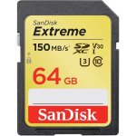 Carte m�moire sdxc sandisk extreme 64 go jusqu� 150 mo / s classe 10 u3 v30