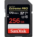 Carte mmoire sdxc - sandisk - extreme pro - 256 go - 170 mo / s - classe 10 u3 v30