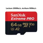 Carte microsd micro sdhc sdxc sandisk extreme pro 64go class 10 uhs - i u3 v30 200mb / s a2