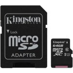 Carte microsdxc kingston canvas select - 64 go - classe 10 / uhs - i (u1) - 80 mo / s en lecture - 10 ...