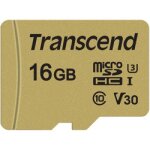 Carte sd 16gb uhs - i u3 microsd - transcend - 500s - video class v30 / class10 - jusqu 60 mo / s
