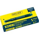 Cartouches dencre - online - bleu nuit - non effaable - pour stylo plume et roller - 5 grandes cartouches ...