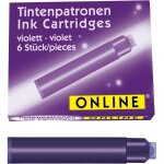 Cartouches dencre - violet - encre non effaable - pour stylo plume et roller - 6 petites cartouches
