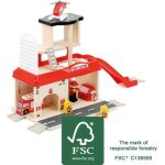 Caserne de pompiers en bois naturel certifi� 100% fsc - small foot - small foot world - 15 pi�ces - multicolor ...