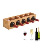 Casier � vin en bois mengda - 5 emplacements - style compact - marron naturel