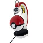 Casque audio stro pokmon pokball - otl - arceau rglable - prise jack 35 mm - rouge et blanc