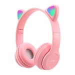 Casque bluetooth pour fille chat oreille casque stéréo pliable avec lumière led / tablette / tv (rose ... Casque bluetooth pour fille chat oreille casque stéréo pliable avec lumière led / tablette / tv (rose ...