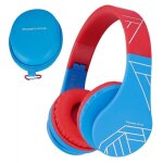 Casque bluetooth - powerlocus - enfants - bleu - rouge - pliable - sur - oreille