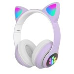 Casque bluetooth enfants - mignon - oreilles de chat - led multicolores - son st�r�o - rechargeable