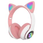 Casque pour enfants - casque doreille de chat pliable bluetooth led clignotante allumer sans fil casque ...