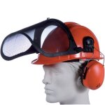 Casque forestier singer orange / casque coquille anti bruit / porte visire / visire grillage - hgcf01 ...