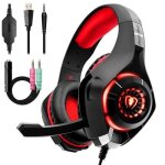 Casque gamer ps4 popspo - filaire - rouge - micro anti - bruit led