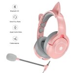 Casque gaming sans fil pour fille micro anti - bruit oreilles de chatbluetooth et cble 35mm pour pc ...