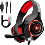 Casque gaming - ps4 xbox one - micro anti bruit led lampe - contr�le du volume - gris imperm�able