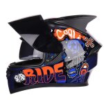 Casque int�gral adulte mixte casque moto scooter pour la ville et la balade mat et brillantbleu