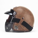 Casque jet de marque casque vlo demi - jet helmet scooter biker casque de moto rtro adulte mixtemarron ...