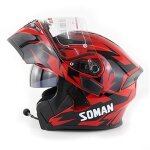 Casque modulable soman955 de moto double lentilles casque bluetooth de scurit hommes et femmes dot ...