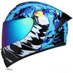 Casque moto adulte mat hors route locomotive double lentille sauvage bleu impression lentille de couleur ...