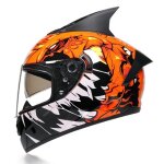 Casque moto adulte mat hors route locomotive double lentille sauvage orange impression klaxon lentille ...