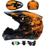 Casque moto cross adultes goggle + gants + masque - orange et noir casque motocross femme homme casque ...