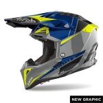Casque moto cross airoh aviator 3 push - blue gloss - s