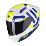 Casque moto int�gral scorpion exo - 391 arok ece 22 - 06 - blanc / bleu / jaune fluo - xs