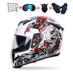 Casque moto scooter int�gral homme femme double visi�re pare - soleil int�gr� cadeaux 4 pi�cesclown blanc ...
