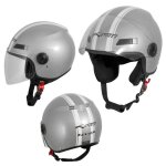 Casque avec moto scooter quad jet visiere ece 22 argent xs