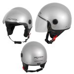 Casque moto scooter vespa jet visiere longue approuvé ece 22 argent xs Casque moto scooter vespa jet visiere longue approuvé ece 22 argent xs