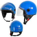Casque moto scooter vespa jet visiere longue approuvé ece 22 bleu s Casque moto scooter vespa jet visiere longue approuvé ece 22 bleu s