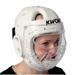 Casque taekwondo avec visire kwon ksl - blanc - m