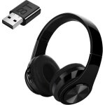 Casque de tv sans fil bluetooth basse profonde couteurs hifi avec cl metteur pour tv pc noir